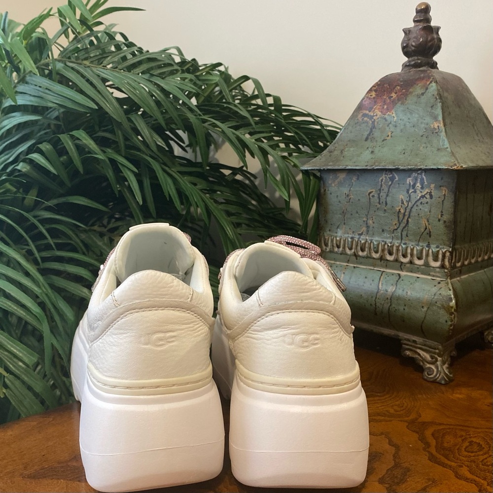 UGG Marin Mega Lace Womens 8.5 White Leather Chunky Platform Sneakers Shoes - Picture 5 of 9